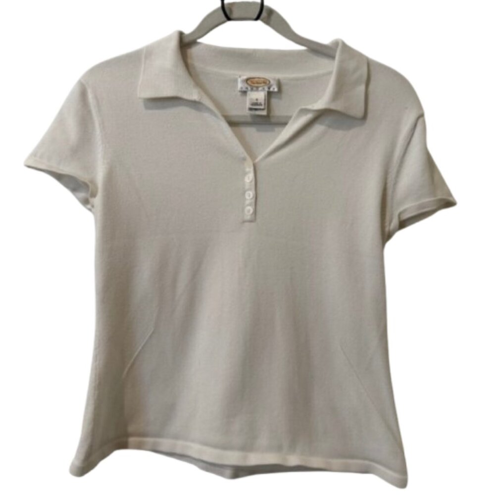 White Talbots Petite Short Sleeve Polo Shirt